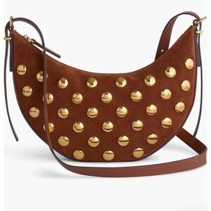 Madewell Brown Suede Studded Shoulder Bag